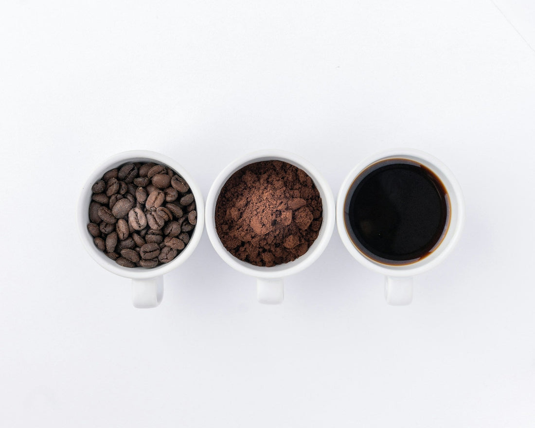 Coffee beans, coffee grounds, coffee