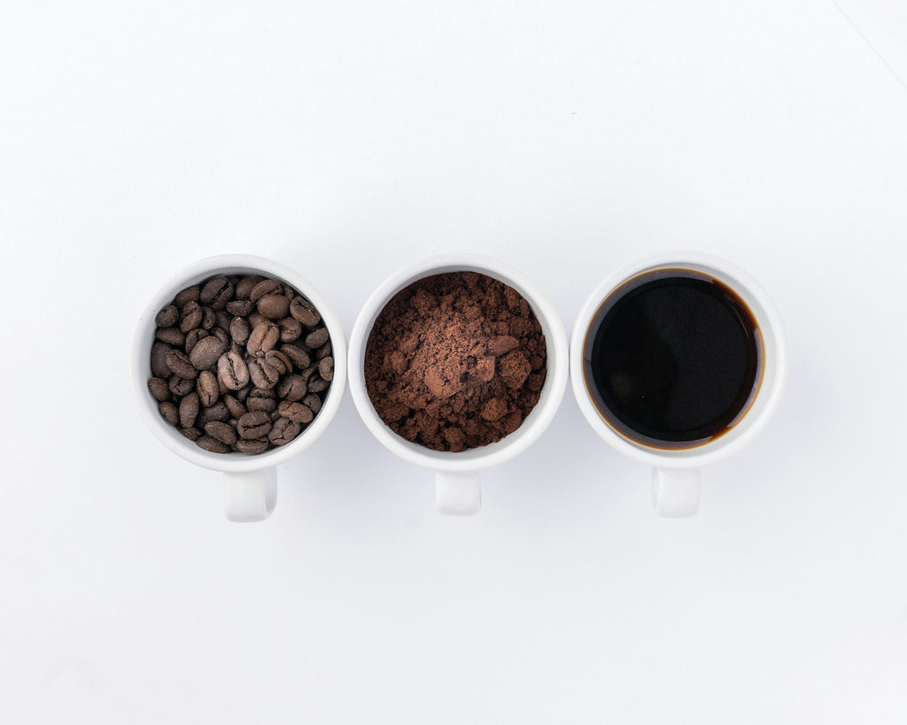 Coffee beans, coffee grounds, coffee